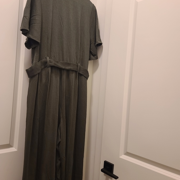Penningtons Olive Green Wide-Leg Jumpsuit w/ Flutter Sleeves - Picture 7 of 9